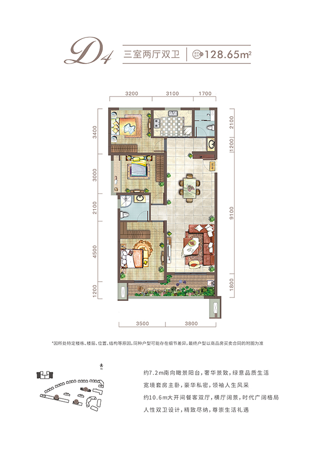 西安金辉城项目高层128㎡户型图